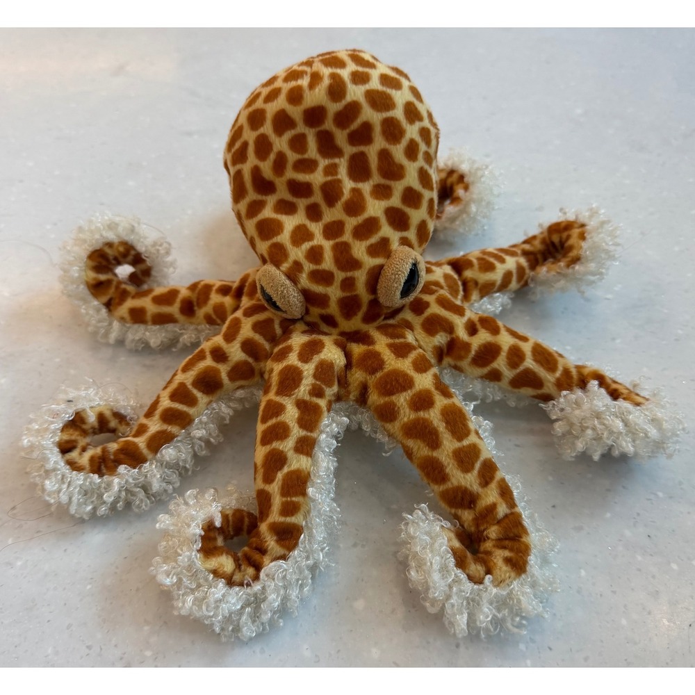 Douglas Cuddle Toys Giraffe Print Octopus Plush Stuffed Animal 11 Inch Orange